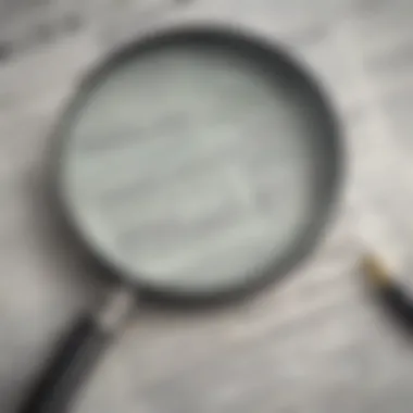 A magnifying glass over a financial document