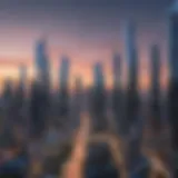 A futuristic skyline representing modern real estate developments