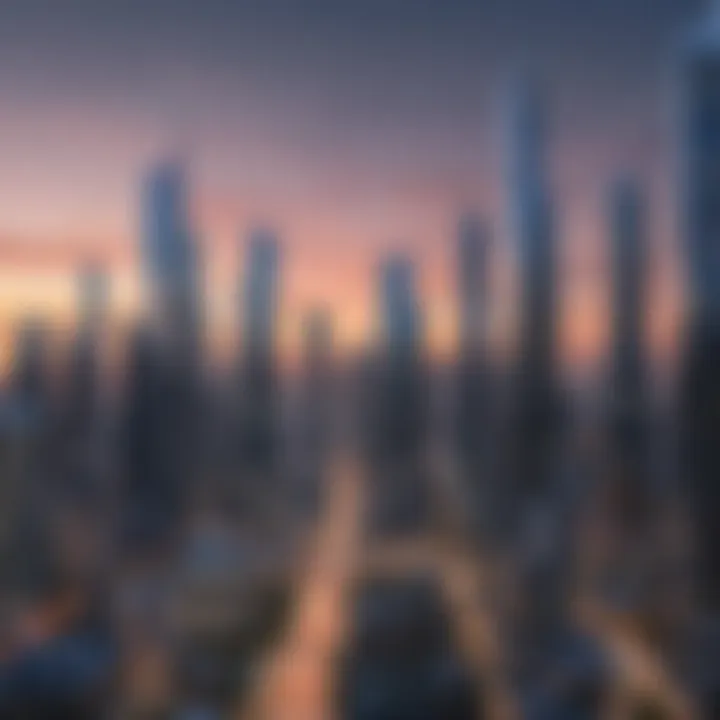 A futuristic skyline representing modern real estate developments